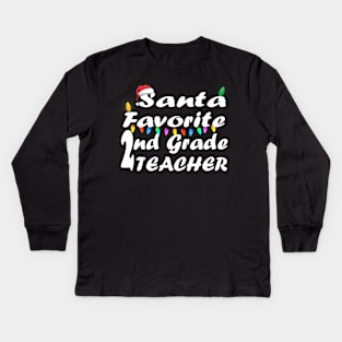 santa favorite 2nd grade teacher christmas Kids Long Sleeve T-Shirt